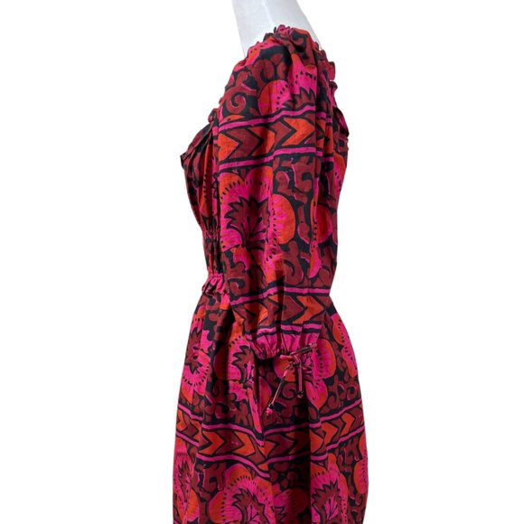 House of Harlow 1960 x Revolve Shania Fuschia Print Dress M Puff Sleeve Pockets - Picture 3 of 9